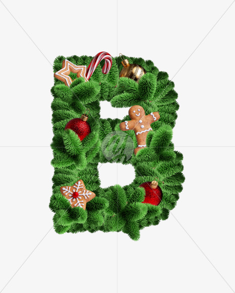 Letter B from Merry Christmas Font on Yellow Images Creative Fonts - S56146