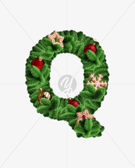 Letter Q from Merry Christmas Font on Yellow Images Creative Fonts - S56161