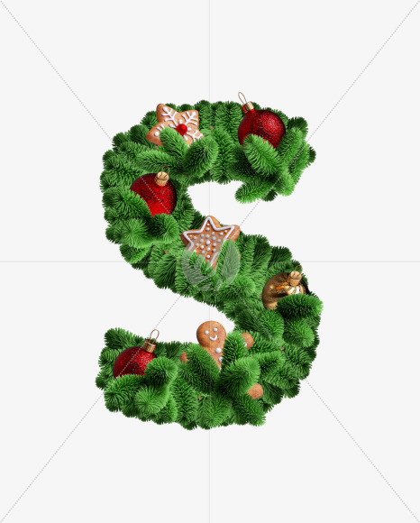 Letter S from Merry Christmas Font on Yellow Images Creative Fonts - S56163