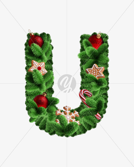 Letter U from Merry Christmas Font on Yellow Images Creative Fonts - S56166