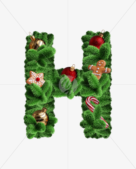 Letter H from Merry Christmas Font on Yellow Images Creative Fonts - S56152