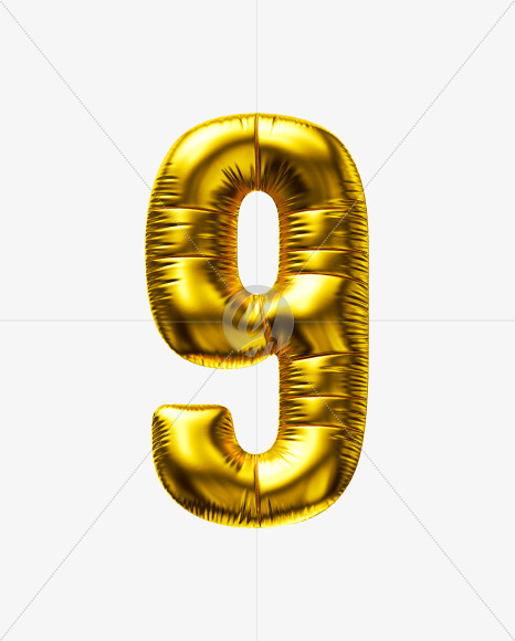 9 from Golden Party Balloon font on Yellow Images Creative Fonts - S56708