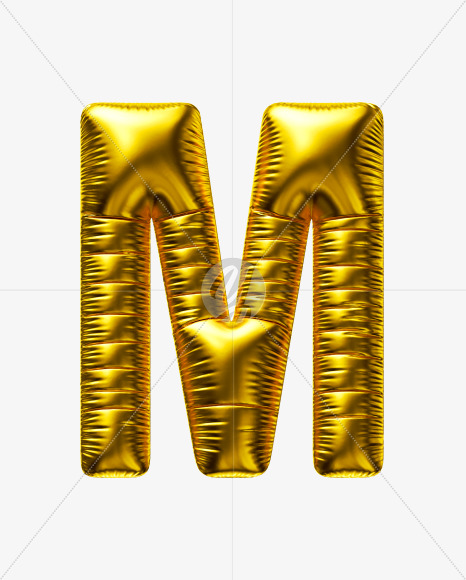 Letter M from Golden Party Balloon font on Yellow Images Creative Fonts - S56686