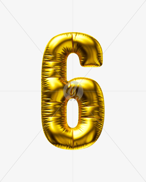 6 from Golden Party Balloon font on Yellow Images Creative Fonts - S56705