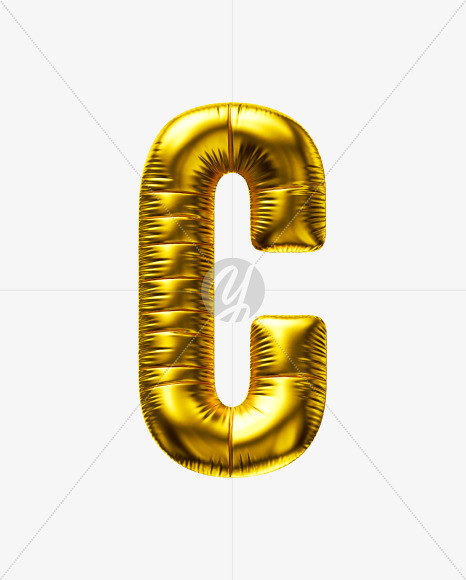 Letter C from Golden Party Balloon font on Yellow Images Creative Fonts - S56676