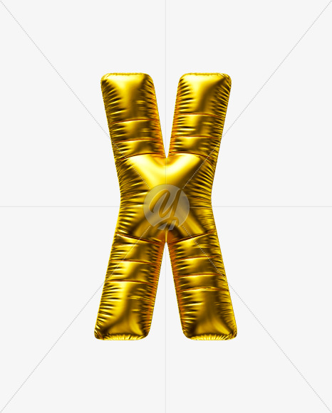 Letter X from Golden Party Balloon font on Yellow Images Creative Fonts - S56697