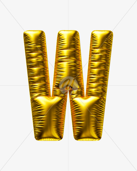 Letter W from Golden Party Balloon font on Yellow Images Creative Fonts - S56696