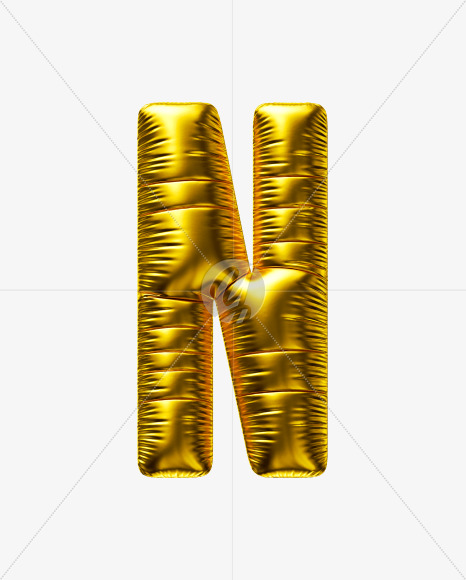 Letter N from Golden Party Balloon font on Yellow Images Creative Fonts - S56687