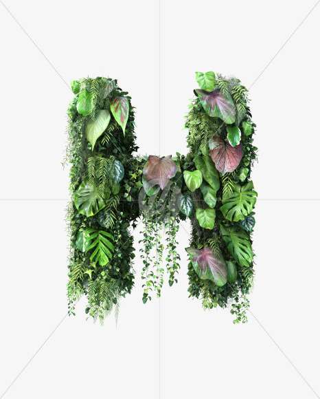 H uppercase from Vertical Garden Font Set 4 on Yellow Images Creative Fonts - S57332