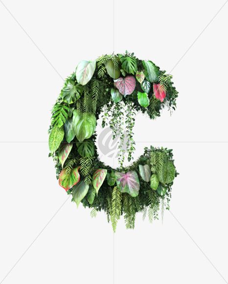 C uppercase from Vertical Garden Font Set 4 on Yellow Images Creative Fonts - S57322