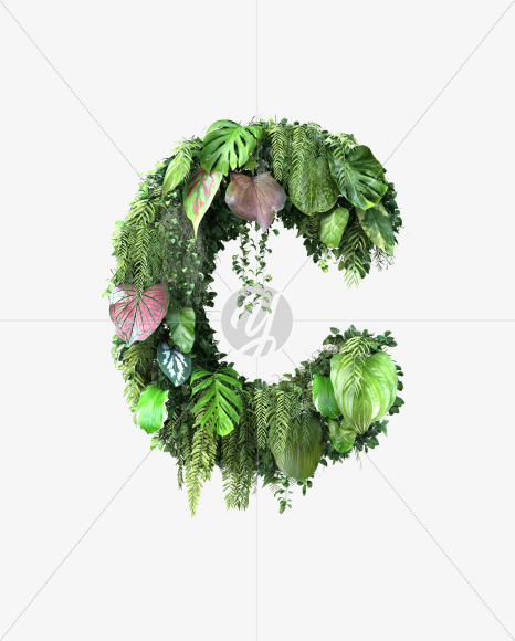 c lowercase from Vertical Garden Font Set 4 on Yellow Images Creative Fonts - S57323