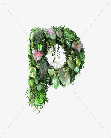 p lowercase from Vertical Garden Font Set 4 on Yellow Images Creative Fonts - S57349