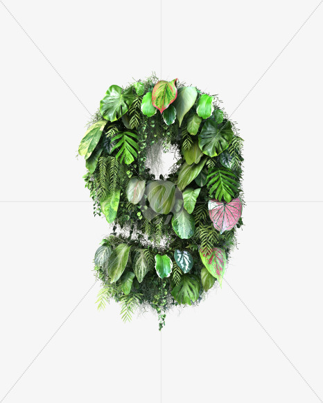 9 from Vertical Garden Font Set 4 on Yellow Images Creative Fonts - S57317