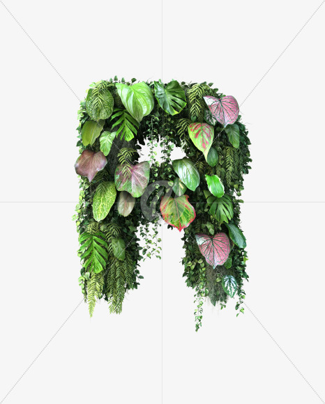 R uppercase from Vertical Garden Font Set 4 on Yellow Images Creative Fonts - S57352