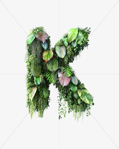 K uppercase from Vertical Garden Font Set 4 on Yellow Images Creative Fonts - S57338