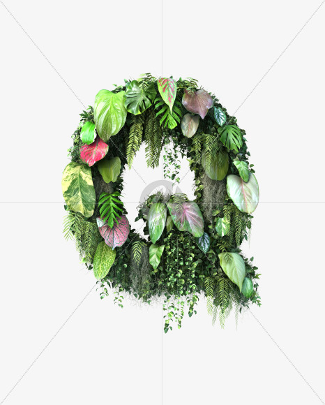 Q uppercase from Vertical Garden Font Set 4 on Yellow Images Creative Fonts - S57350