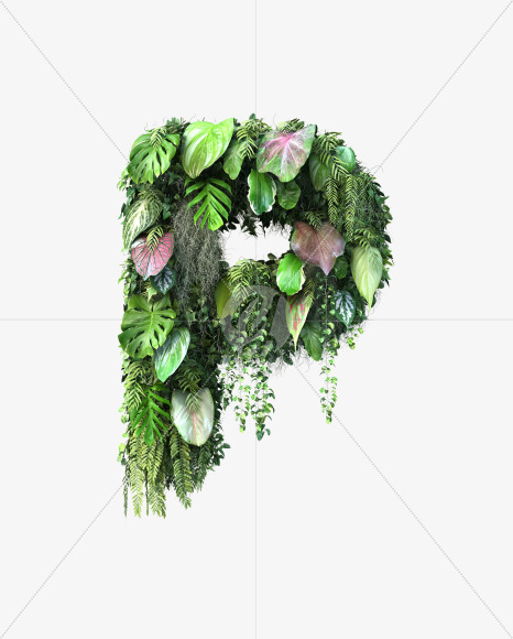 P uppercase from Vertical Garden Font Set 4 on Yellow Images Creative Fonts - S57348