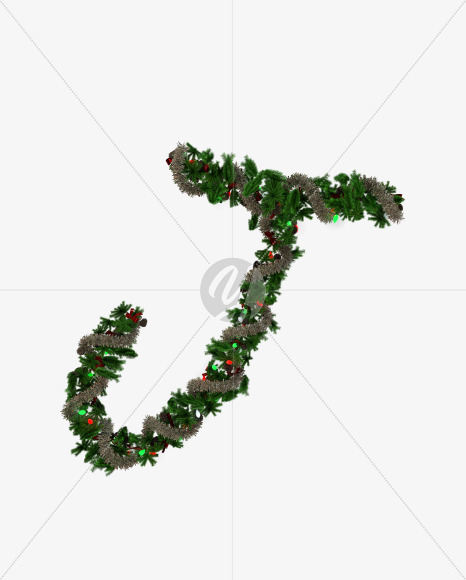 Letter J from Christmas Pine Typeface on Yellow Images Creative Fonts - S57775