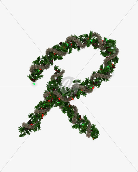 Letter R from Christmas Pine Typeface on Yellow Images Creative Fonts - S57785