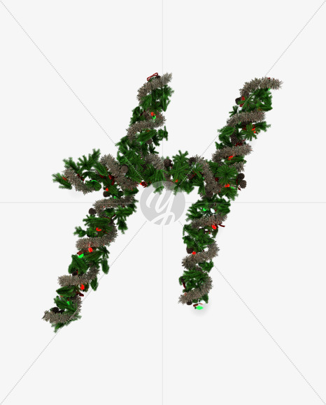 Letter H from Christmas Pine Typeface on Yellow Images Creative Fonts - S57772