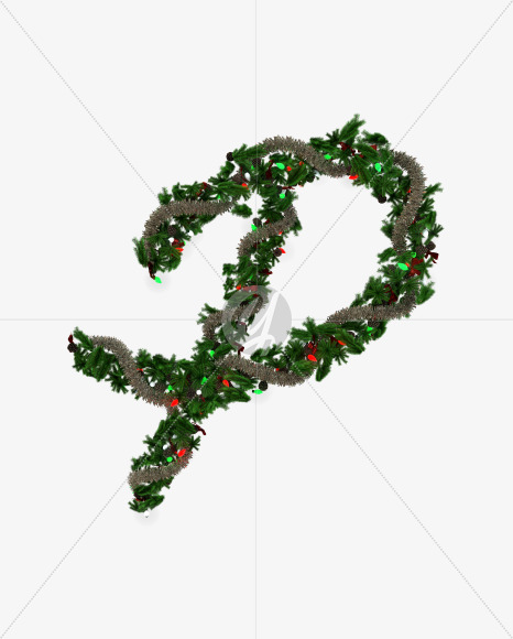 Letter P from Christmas Pine Typeface on Yellow Images Creative Fonts - S57781