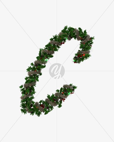 Letter C from Christmas Pine Typeface on Yellow Images Creative Fonts - S57766