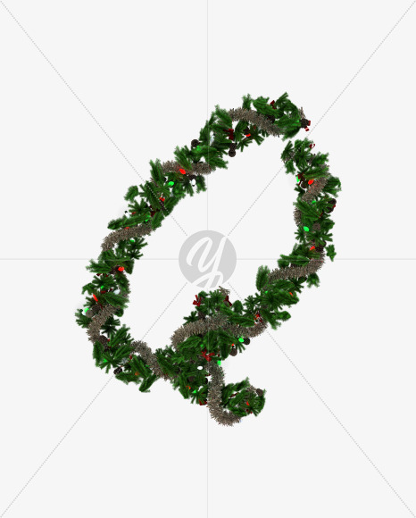 Letter Q from Christmas Pine Typeface on Yellow Images Creative Fonts - S57783