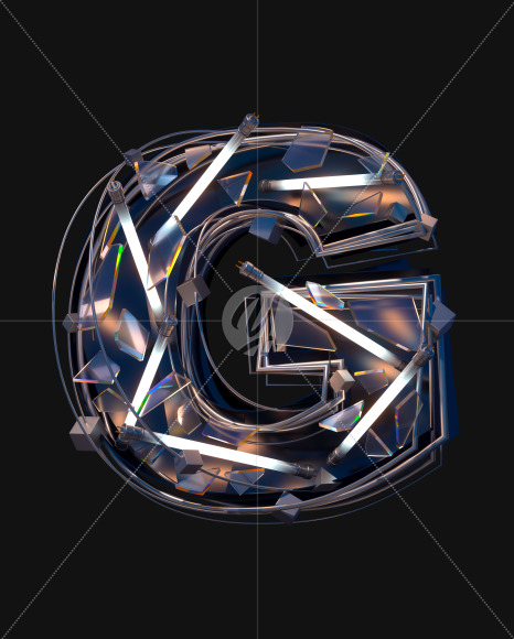 Letter G from Abstract White Neon Font on Yellow Images Creative Fonts - S57801