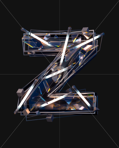 Letter Z from Abstract White Neon Font on Yellow Images Creative Fonts - S57814