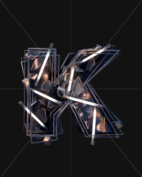 Letter K from Abstract White Neon Font on Yellow Images Creative Fonts - S57805