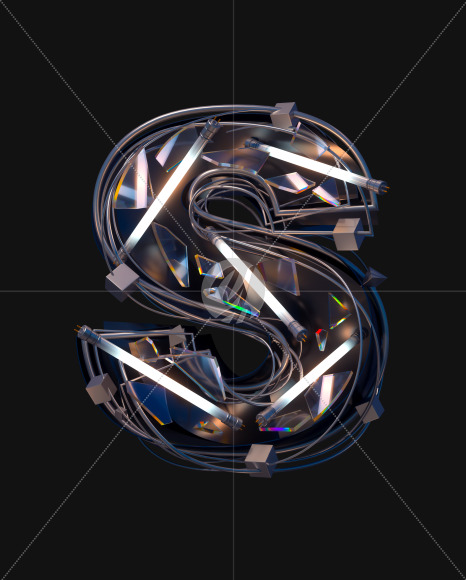 Letter S from Abstract White Neon Font on Yellow Images Creative Fonts - S57813