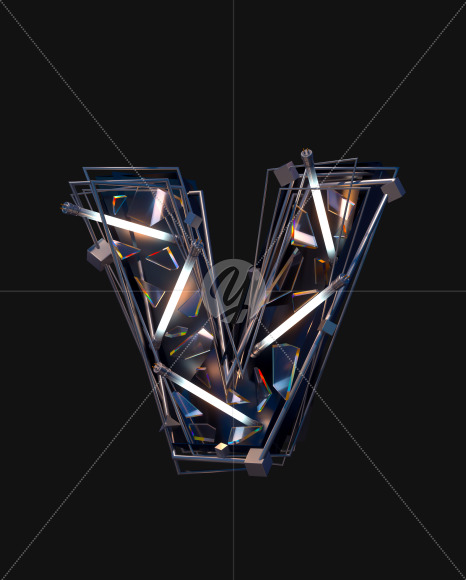 Letter V from Abstract White Neon Font on Yellow Images Creative Fonts - S57817