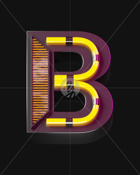 Letter B from Futuristic Neon Font on Yellow Images Creative Fonts - S57882