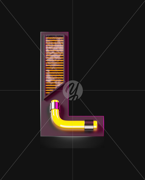 Letter L from Futuristic Neon Font on Yellow Images Creative Fonts - S57892