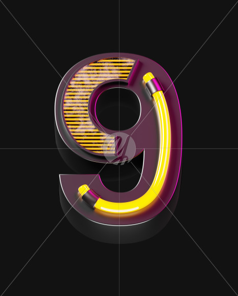 9 from Futuristic Neon Font on Yellow Images Creative Fonts - S57916