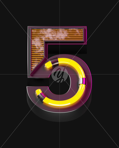 5 from Futuristic Neon Font on Yellow Images Creative Fonts - S57912