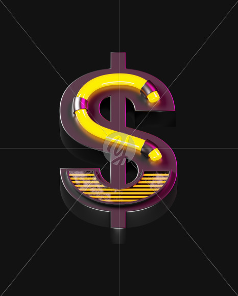 $ from Futuristic Neon Font on Yellow Images Creative Fonts - S57918