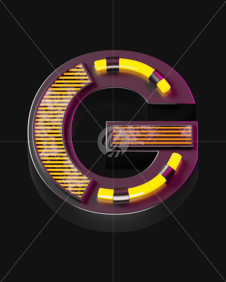 Letter G from Futuristic Neon Font on Yellow Images Creative Fonts - S57887