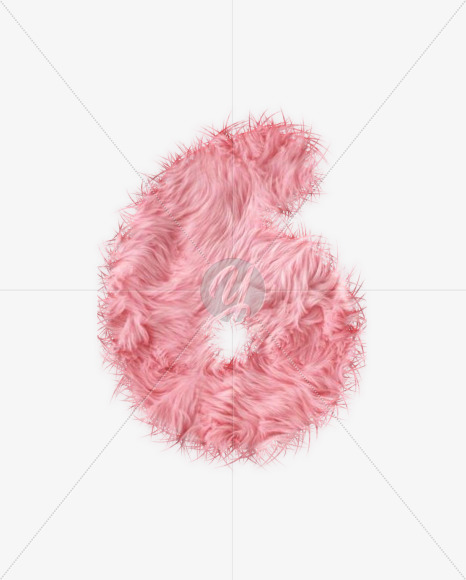 6-Number from Rabbit Fur on Yellow Images Creative Fonts - S57992