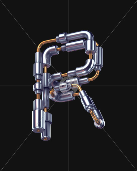 Letter R from Futuristic Metal Font on Yellow Images Creative Fonts - S58016