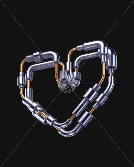 heart from Futuristic Metal Font on Yellow Images Creative Fonts - S58038