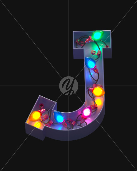 Letter J from Neon Garland font on Yellow Images Creative Fonts - S58223