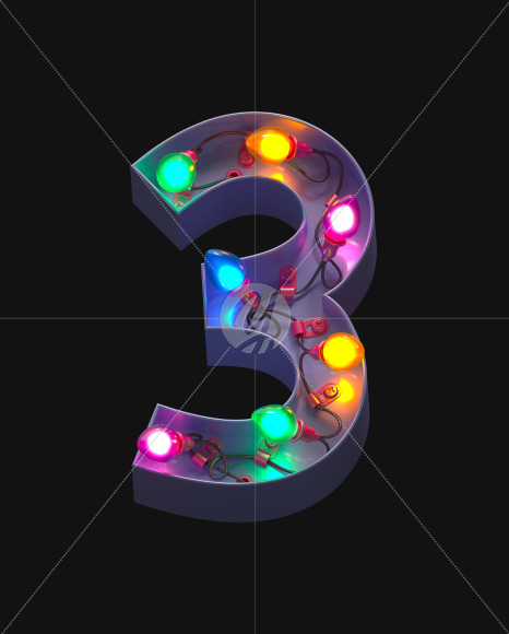 3 from Neon Garland font on Yellow Images Creative Fonts - S58242