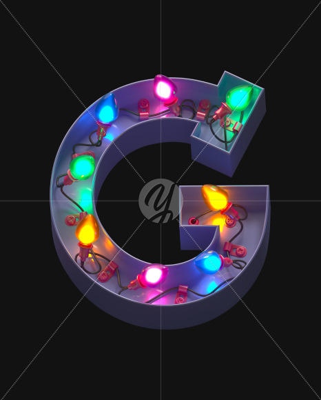 Letter G from Neon Garland font on Yellow Images Creative Fonts - S58220