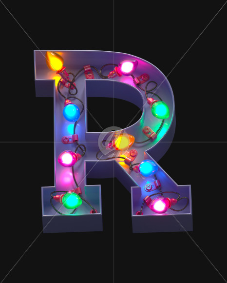 Letter R from Neon Garland font on Yellow Images Creative Fonts - S58231