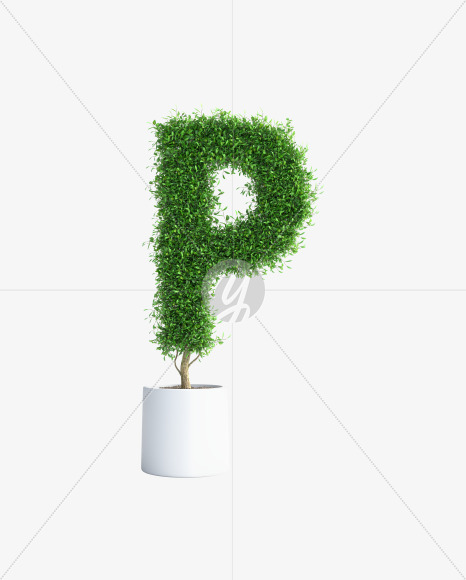 Tree P from Green tree alphabet Letter on Yellow Images Creative Fonts - S58295