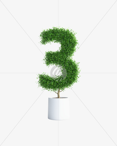 Tree 3 from Green tree alphabet Letter on Yellow Images Creative Fonts - S58273