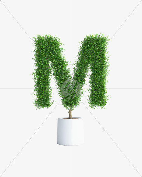 Tree M from Green tree alphabet Letter on Yellow Images Creative Fonts - S58292