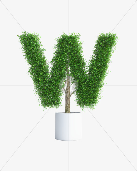 Tree W from Green tree alphabet Letter on Yellow Images Creative Fonts - S58302