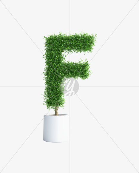 Tree F from Green tree alphabet Letter on Yellow Images Creative Fonts - S58285